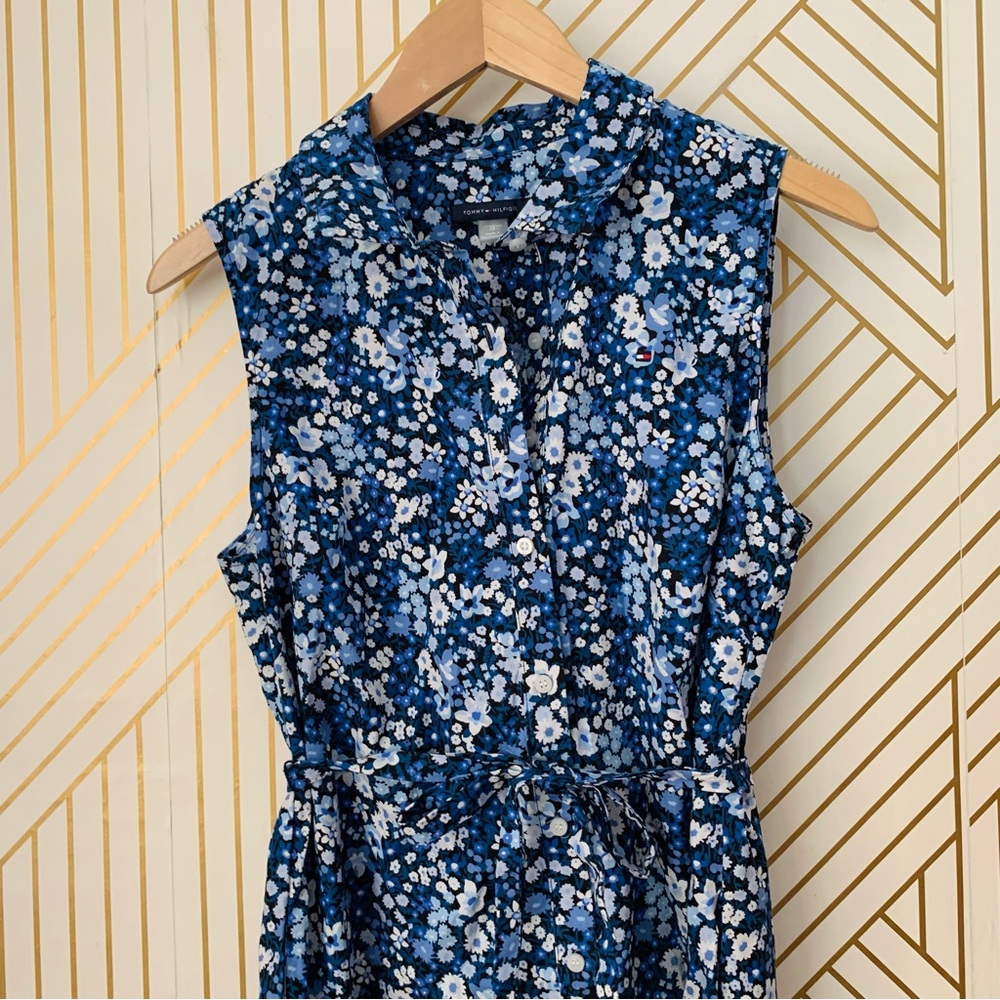 Tommy Hilfiger floral shirt dress pockets collared collar sleeveless buttons 10 - Picture 3 of 10